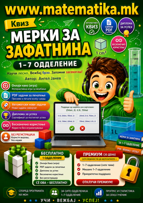 Мерки за ЗАФАТНИНА / Онлајн Квизови +ПДФ генератор