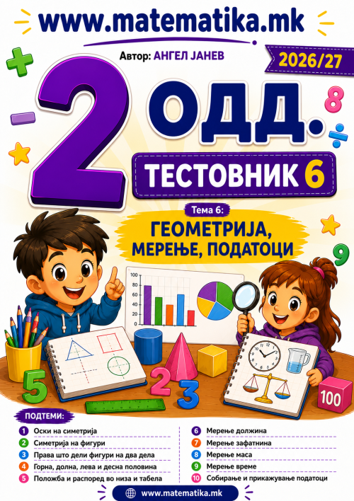 📘 2 одд. Тема-6: Геометрија, Мерење, Податоци - ТЕСТОВНИК И ЗБИРКА ЗАДАЧИ ПО МАТЕМАТИКА (ПДФ материјали)