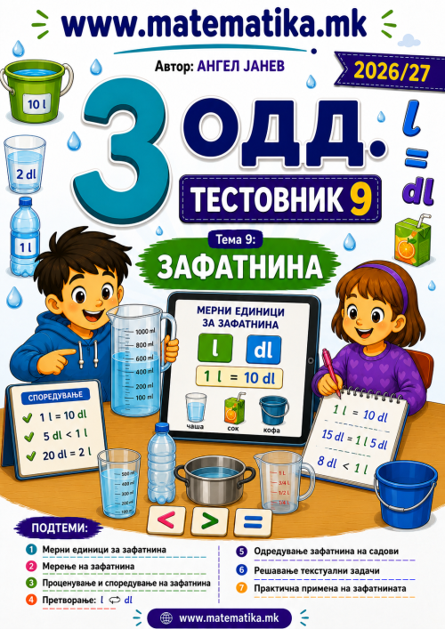 📘 3 одд. Тема-9: „ЗАФАТНИНА“ - Тестовник + Збирка задачи по МАТЕМАТИКА (ПДФ материјали)