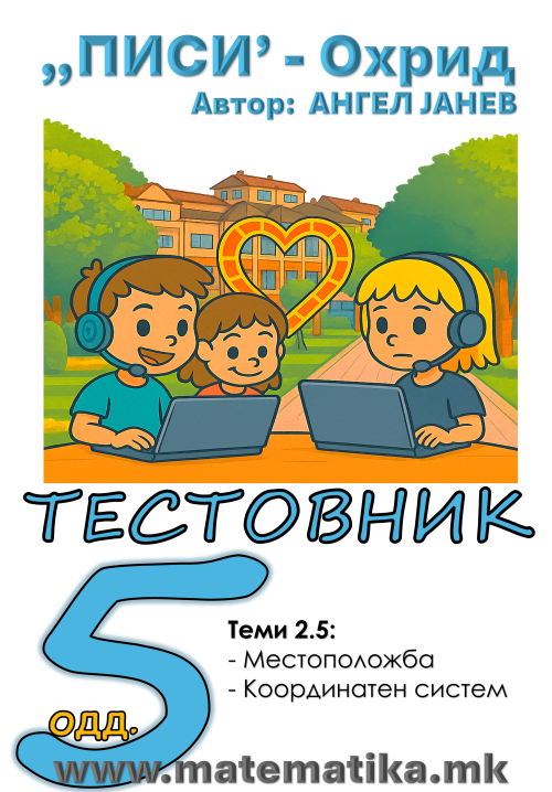 „ПИСИ“ Охрид  МАТЕМАТИКА-5одд. Работни листови: Збирка со тестовник: Тема-2.5 / МЕСТОПОЛОЖБА, координатен систем - координатна мрежа (програма МОН) А4 - ПДФ