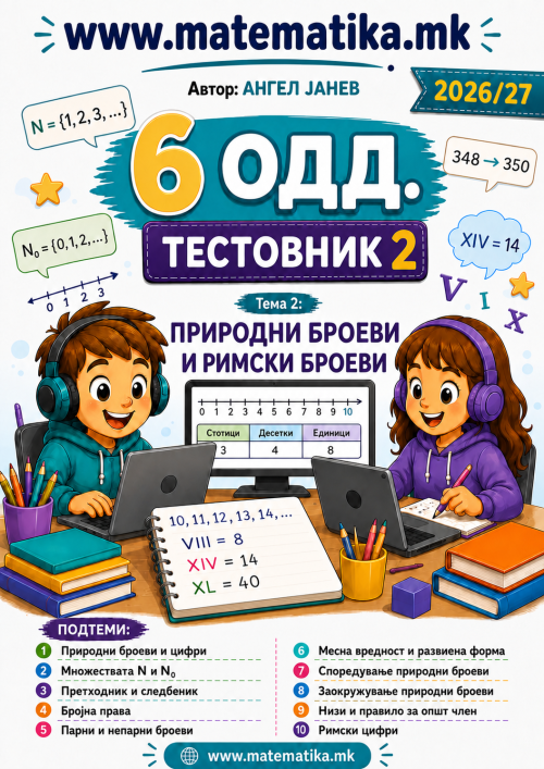 📘 6 одд. Тема-2: ПРИРОДНИ и РИМСКИ броеви - ТЕСТОВНИК И ЗБИРКА ЗАДАЧИ ПО МАТЕМАТИКА (ПДФ материјали)