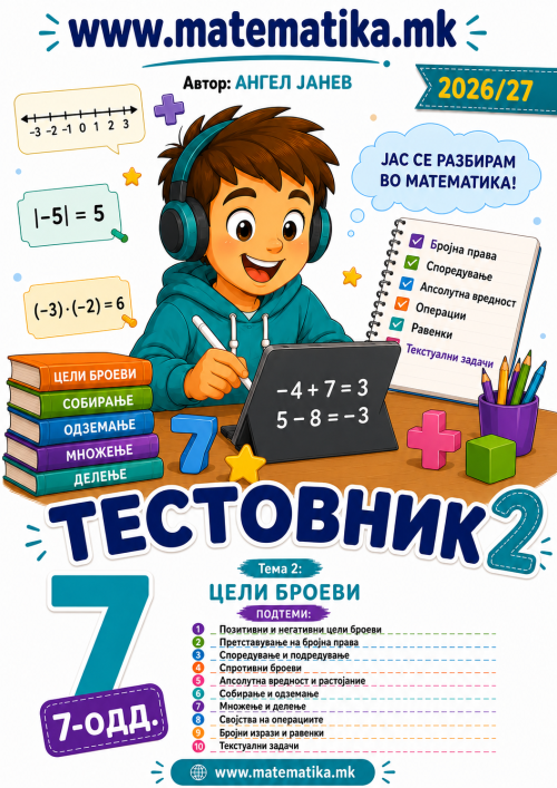 📘 7 одд. Тема-2: Цели Броеви - ТЕСТОВНИК И ЗБИРКА ЗАДАЧИ ПО МАТЕМАТИКА (ПДФ материјали)