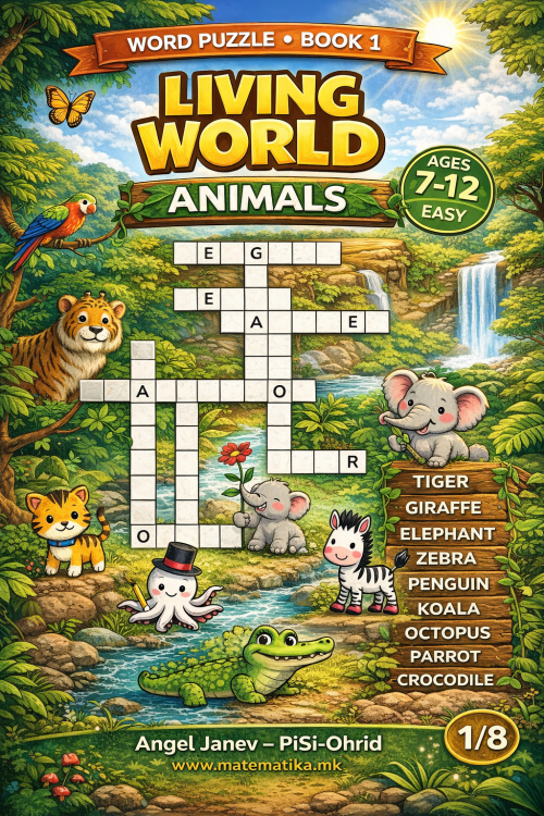КРСТОЗБОРИ со слики CROSSWORDS - Animals (Book 1), ПДФ (за деца од 7-12 год.)