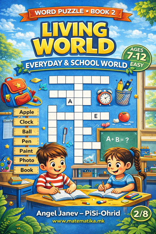 КРСТОЗБОРИ со слики CROSSWORDS - Everyday & School World (Book 2), ПДФ (за деца од 7-12 год.)
