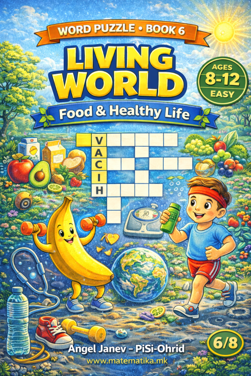 КРСТОЗБОРИ со слики CROSSWORDS - Food & Healthy Life (Book 6), ПДФ (за деца од 8-12 год.)
